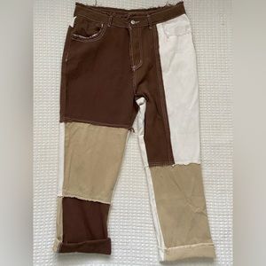 SHEIN Women Patchwork Pants, 0XL
